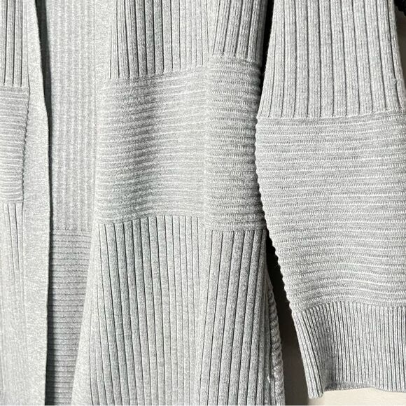 Lety & Me Mira Heather Grey Open Front Ribbed Sweater Cardigan Size M - Picture 7 of 16